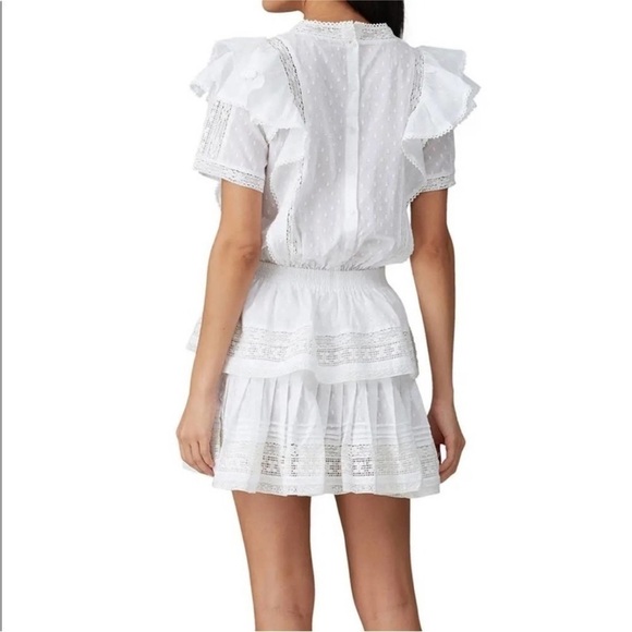Elegant White Ruffled Mini Dress - Picture 1 of 12